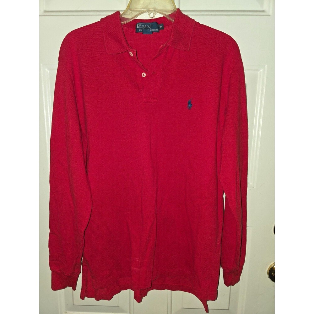 Polo Ralph Lauren Polo Shirt Mens M Red Long Sleeve Cotton